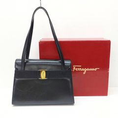 中古 Salvatore Ferragamo サルヴァトーレ フェラガモ ヴァラ ショルダーバッグ ブラック カーフレザー BK-21 7675 肩掛け 黒 レディース