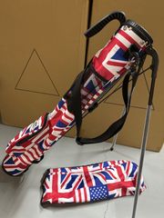 ゴルフクラブケース セルフスタンドバッグ　フード付き　ユニオンフラッグカラー