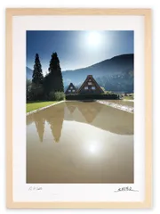 アートフォト 絵画 壁掛け 世界遺産白川郷・田植えの前/岐阜県白川郷/インテリア 壁掛け 額入り 額装込 風景画 油絵 ポスター アート アートパネル リビング 玄関 プレゼント モダン アートフレーム おしゃれ 飾る Mサイズ