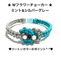 ペット用品　🐕‍🦺 犬の首輪　🐈 猫の首輪　ツートンカラー　チョーカー　パラコード 2㎜／ 2色編み　内寸25㎝　🩵ミント＆シルバーグレー🤍　ネコちゃん＆ 超小型犬〜小型犬向き    パラコード　ハンドメイド