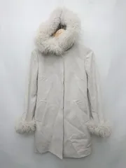 ◇ ◎ Swingle スウィングル 2WAY ウール100% フォックスファー 長袖 コート サイズM ライトグレー系 レディース P  【1402270011622】