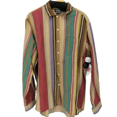 ポロバイラルフローレン Polo by RALPH LAUREN 90S BONNARD シルクリネン マルチストライプシャツ メンズ import：L 