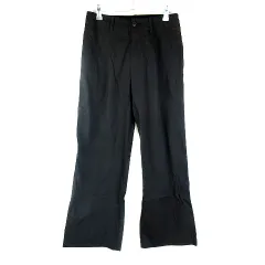 ユニクロ UNIQLO +J パンツ ストレート ハイウェスト 薄手 コットン 無地 黒 ブラック ボトムス /BT