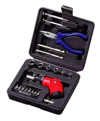ツールセット コンパクト 21点 収納ケース付 145x130x55mm DIY オフィス 家庭 コンパクト 工具セット 角利(KAKURI) メンテナンス 作業 修理 補修 修繕 マルチクラフト MCT-22