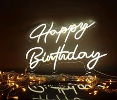 オーダーメイド　ネオンサイン Happy Brithday LEDネオン看板 ウォームホワイト 店内装飾 ルームデコレーション LEDイルミネーション　オーダー　 インテリア 雰囲気作り　オリジナル