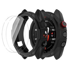 新品 For ガーミン(GARMIN) Approach S70 47MM ケース ガラスフィルム(2枚)+PCフレーム Approach S70 47MM用防水防塵保護ケース全面保護 装着簡単 高透過率 指紋防止 （ブラック）