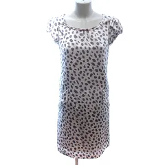 プロポーション ボディドレッシング PROPORTION BODY DRESSING ワンピース ひざ丈 ダルメシアン柄 フレンチスリーブ 2 ピンク /AU