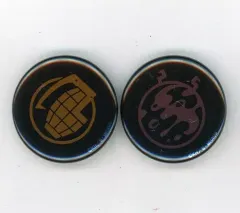 【中古】バッジ・ピンズ カラー箔ヒーローマーク缶バッジ2個セット(爆豪勝己＆芦戸三奈) 「DMMスクラッチ! 『僕のヒーローアカデミア』 The ”Ultra” Stage 本物の英雄 スクラッチ」 D-2賞