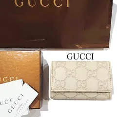 GUCCI グッチ グッチシマ 6連キーケース レザー シルバー金具 138093 オフホワイト アイボリー ライトグレー