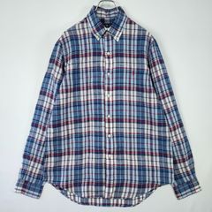 ralph lauren ラルフローレン　リネンシャツ　ブルーチェック　麻　サイズM　長袖　BD　近年タグ