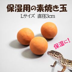 【保湿用の素焼き玉 Lサイズ 3個】保湿　爬虫類　レオパ　ニシアフ　ヘビ　カエル