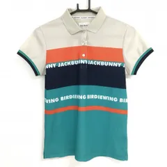 【新品】ジャックバニー×BIRDIE WING 半袖ポロシャツ グリーン×ベージュ×オレンジ  レディース 1(M) ゴルフウェア Jack Bunny