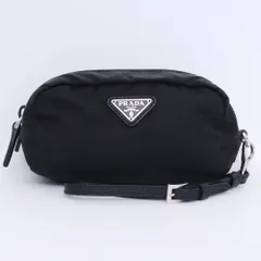 PRADA トライアングルロゴ リストレット付き 化粧ポーチ ブラック 1NE175