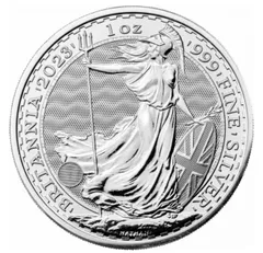 イギリス　2005年　ブリタニア銀貨　1オンス　2ポンドプルーフ銀貨 79573-05