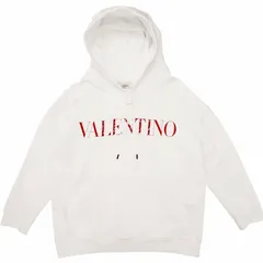 ヴァレンティノ ヴァレンチノ  VALENTINO 近年 ロゴ コットンレース フーディ 切替 スウェット パーカー プルオーバー 長袖 WB3MF10S6FU XS 白 ホワイト 0525のサムネイル