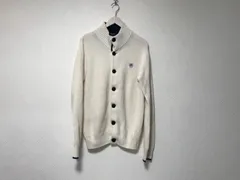 本物ブラックレーベルクレストブリッジBLACKLABEL CRESTBRIDGEコットンウールロゴ刺繍ニットカーディガン長袖セーターメンズサーフミリタリーアメカジビジネススーツゴルフアウトドア白ホワイト2M