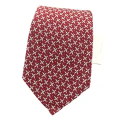 未使用品○BVLGARI ブルガリ シルク100% セッテピエゲ ワイドタイ ネクタイ レッド系 総柄 箱付き イタリア製 メンズ