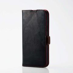 iPhone 13 Pro Max ソフトレザーケース 磁石付き 耐衝撃 ステッチ (ブラック)
