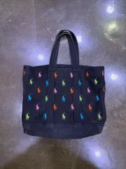 ポロラルフローレン カラフル ポニー 刺繍 キャンバス トートバッグ