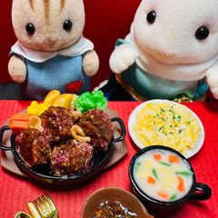 551サイコロステーキセット⭐️ミニチュアフード　ドールは　りかちゃん　バービー　シルバニア　樹脂粘土　　フェイクフード　ねんどろいど　ブライス　オビツ　ミニチュア