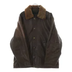 Timberland (ティンバーランド) 襟元ボアデザイン フロントジップアップ レザージャケット ブラウンのサムネイル