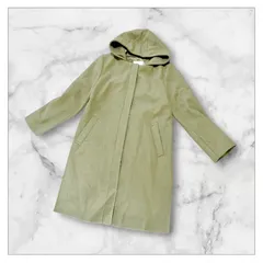 【GLOBAL WORK 】軽やかストレッチ2WAYコート 　フード取り外し可能なコート　抹茶色　モスグリーン　緑　L