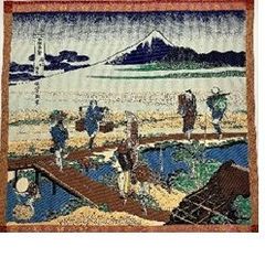 ジャガード織マット　No.21　日本の原景　富嶽三十六景　相州仲原　３０ｃｍｘ２７ｃｍ