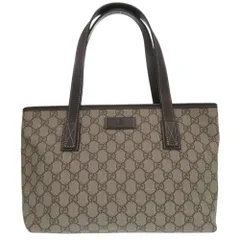 美品 グッチ GGスプリーム トートバッグ 211186 PVC レザー ベージュ 0453 GUCCI