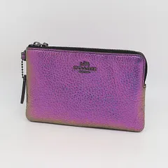 良品 コーチ ガンメタ金具 パープル系カラー オーロラ レディースポーチ 2000000 NSK MTM