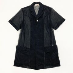 43e12 COMME des GARCONS コムデギャルソン プルオーバー シアーシャツ S ブラック 透け感 メッシュ 半袖 夏 ヴィンテージ