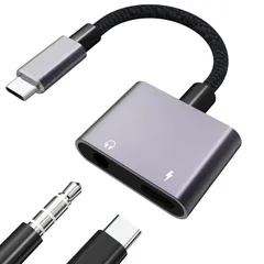 【2023強化版】タイプC イヤホンジャック 変換 アダプタ 変換ケーブル 3.5mmイヤホン 2in1 ヘッドフォン変換アダプタ type c イヤホン ヘッドフォンジャックアダプタ PD急速充電 同時 音楽再生/音声通話/音量調節 DAC内蔵 Hi-Fi音