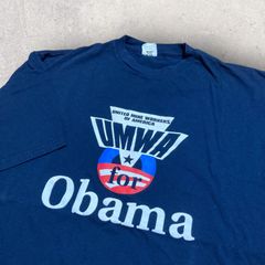 US古着 USA製 Union Line ユニオンライン UMWA for Obama Tシャツ 2XL ネイビー