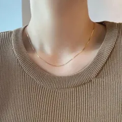 スネークチェーン ネックレス 1mm サージカルステンレス 新品 華奢 ゴールド