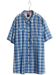 【お得なクーポン配布中!】 ノースフェイス チェック 半袖 シャツ メンズ XXL アウトドア ポケット付き ゆったり カジュアル ワンポイント マルチカラー 大きいサイズ