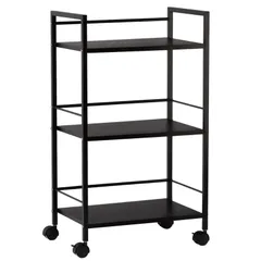 【数量限定】スチールラック 本体3.6kg 総耐荷重45kg 幅43×奥行30×高さ76cm 収納ワゴン プリンター台 Secchuu PS5 横置き スタンド サイド収納 ストッパー付きキャスター 棚板１枚耐荷重15KG (ブラック ３段)