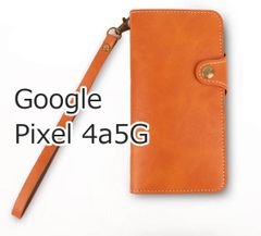 【処分】 Google Pixel 4a5G ケース 手帳型 シンプル 薄型 Pixel4a5G カバー ボタン スナップ 茶 ブラウン オレンジ レザー 革 スマホケース 送料無料 安い