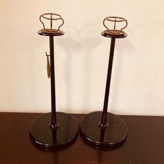 和製アンティーク　和ろうそく立て　燭台　2台セット　木製　漆塗り　江戸時代以降