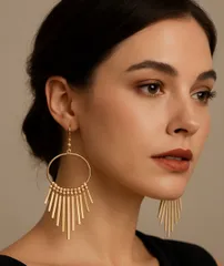 揺れる 大ぶり タッセル フープピアス ゴールド アクセサリー レディース おしゃれ 上品 結婚式 二次会 パーティー フォーマル デート ギフト プレゼント 華やか かわいい 【423】