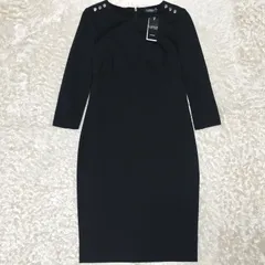 【未使用品】LAUREN RALPH LAUREN　ポンチスリークォータースリーブドレス　サイズ4 Ｌ相当　ブラック