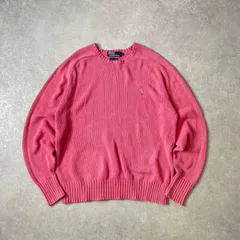 希少ピンク 90's vintage RALPH LAUREN ポニー刺繍 コットン ニット ポロ ラルフローレン