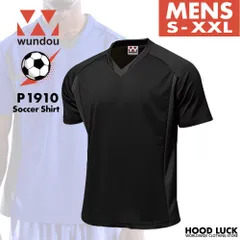 ブラック/S-XXL ウンドウ ドライ サッカー Tシャツ P1910 メンズ 大人 半袖 WUNDOU 送料無料 ゲームシャツ 吸汗 速乾 フットサル 練習着 部活 試合用 ユニフォーム