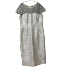 RE194 LAURA ASHLEY ローラアシュレイ レース切替 ワンピース ドレス アイボリー パーティー レディース USA 8サイズ