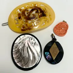 【送料無料】アクセサリー詰め合わせ/鼈甲髪留め/べっ甲/シェルカメオブローチ/珊瑚/薔薇/お花/洋銀/ペンダントトップ/広山作/螺鈿細工/小物/中古品/レディース/ネックレス/アンティーク