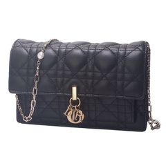 クリスチャン・ディオール Christian Dior My Dior デイリーチェーンポーチ カナージュ ショルダーバッグ S0937ONMJ_M900 ブラック ラムスキン
