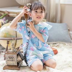 【マリン猫ブルー】ねこプリントパジャマ半袖 TAK キッズ キャサリンコテージ