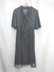 ◇ ⊂ ◎●未使用● merlot plus レースリボン レイヤード風 半袖 ロング丈 ワンピース サイズF ブラック レディース E  【1502200006411】