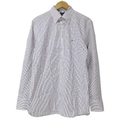 トミーヒルフィガー TOMMY HILFIGER ロゴ刺繍 ボタンダウン シャツ 国内正規品 長袖 チェック マチ付き S 白 赤 青 ■GY31 X