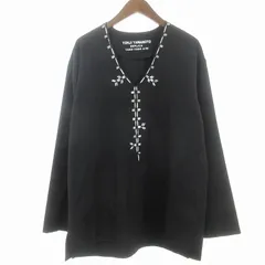 ヨウジヤマモトプールオム YOHJI YAMAMOTO POUR HOMME 美品 レプリカ REPLICA 1985-1986AW ウールギャバ プルオーバー Tシャツ 長袖 Vネック ウール HR-B34-160 黒 ブラック 2 M位 ■SM1のサムネイル