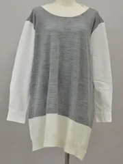 ワイズ ヨウジヤマモト Y's Yohji Yamamoto ニット切替 長袖 シャツ/ブラウス 2サイズ ホワイト×グレー レディース j_p F-M12299のサムネイル