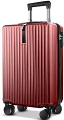 [Atzone Ginza] スーツケース 大容量 キャリーケース 超軽量 隠しフック機能 キャリーバッグ ABS+PC 耐衝撃 静音 ダブルキャスター TSAローク キャリーバッグ ビジネス 出張 入院 (ワインレッド, Sサイズ/機内持込（1～3泊）)